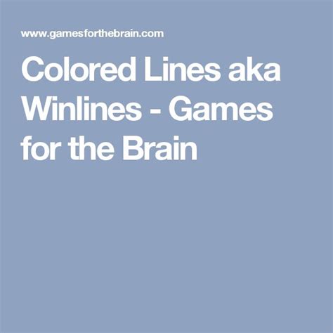 brain games|Colored Lines aka Winlines .